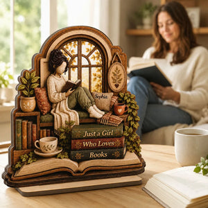 Just A Girl Who Loves Books - Personalized Wooden Plaque For Book Reading Lovers