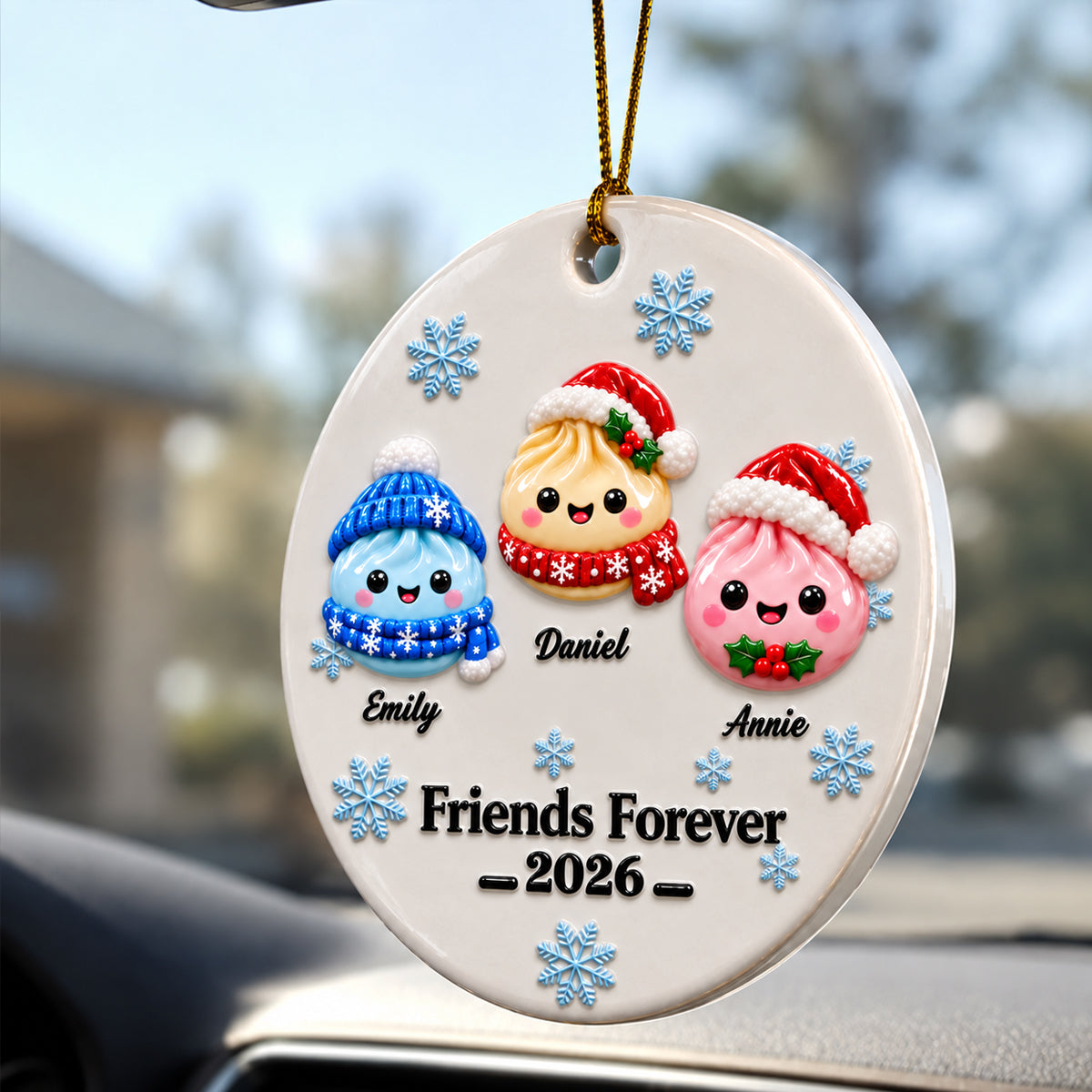 Bestie Forever Christmas Squishy Dumpling Style - Real 3D Raised Ornament