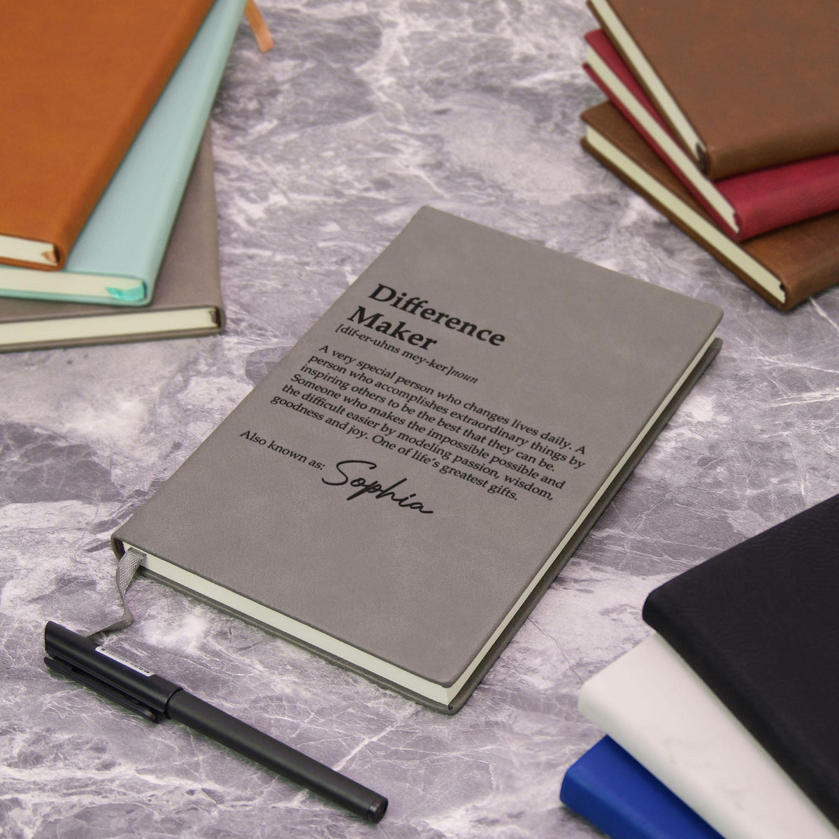Personalized Difference Maker Journal, Custom Coworker Gifts, Leather Lined Notebook, Mentor Leader Appreciation Thank You Gift