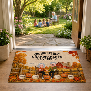 Fall Season Cozy Warm Farmhouse Style - Personalized Doormat - Fall Decor For Grandparents