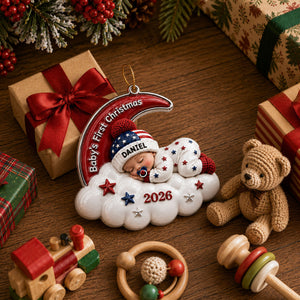 Baby’s First Christmas Moon Ornament 2026 - Real 3D Raised Ornament