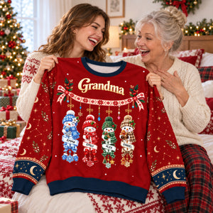 Grandmas Little Snowmen Christmas - Personalized All-Over-Print Sweatshirt - Christmas Gift For Grandma