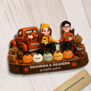 Fall Season Pumpkin Truck Grandma Grandpa Pumpkin Patch - Personalized Wooden Plaque - Fall Decor For Grandparents