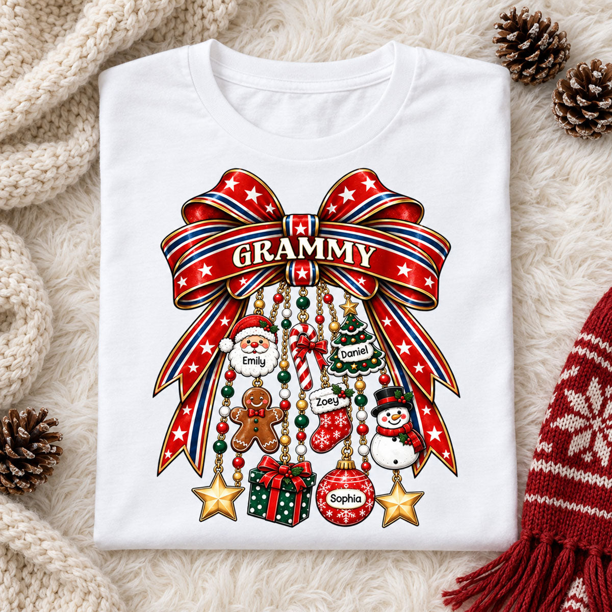 250 Years Of Freedom Christmas Charm Bow - Personalized Shirt - Trendy Christmas Tee
