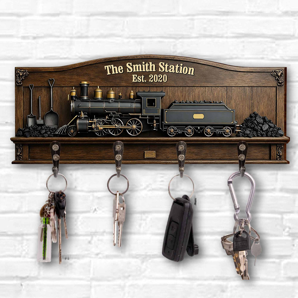 The Family Station, Personalized Key Holder, Gift For Dad and Train lovers