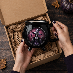 Custom Witchy Cauldron Coffee Mug - Personalized Halloween Gifts For Witch, Wife, Daughter, Besties, Sisters, Granddaughter, Grandma, Mom, Yourself - Starry Night, Witchy Mind