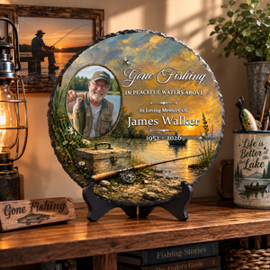 Gone Fishing Photo Memorial Garden Stones - Personalized Memorial Gifts