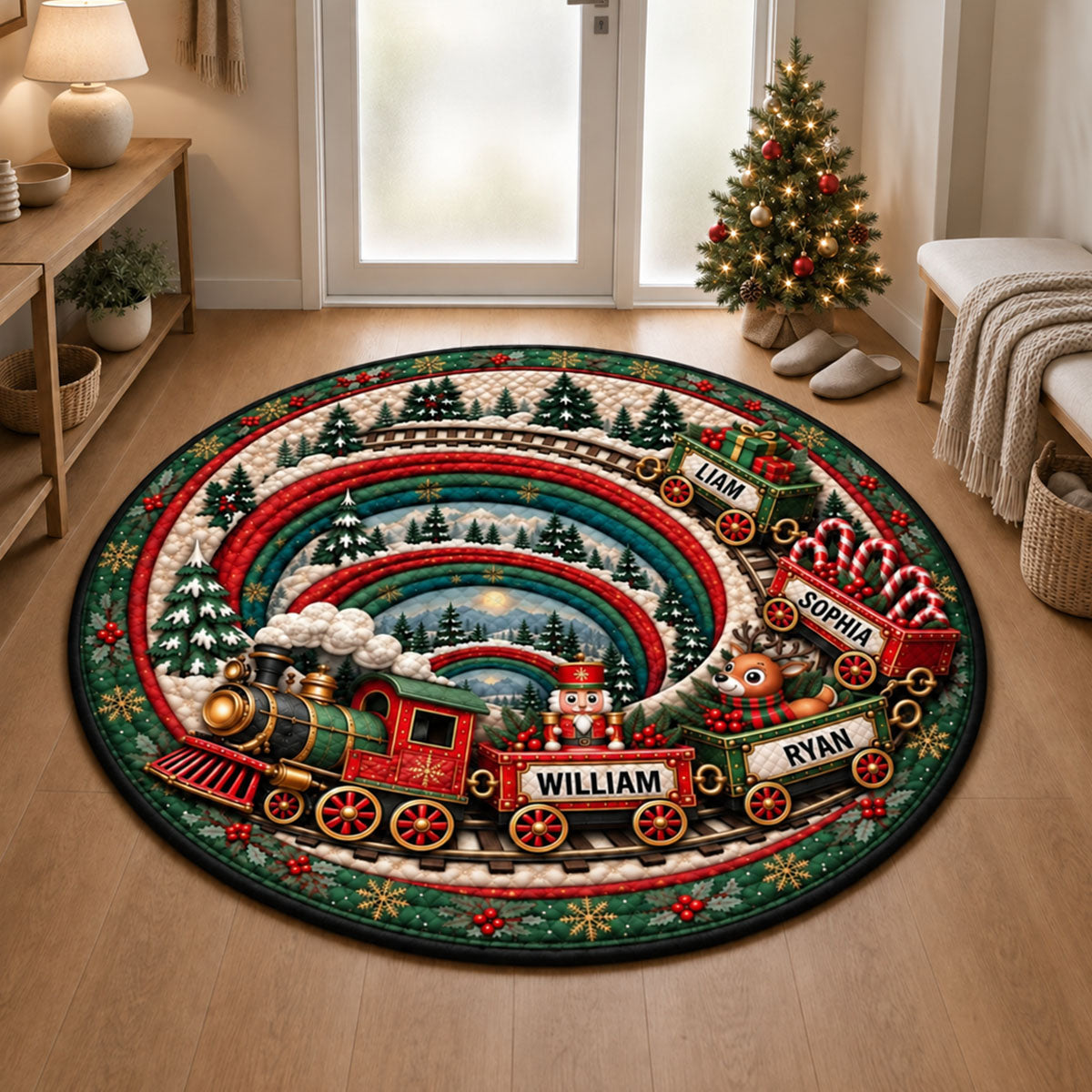 Magical Holiday Train - Personalized Quilted Mat