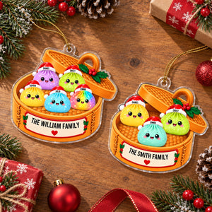 Personalized Glitter Dumpling Ornament, Dim Sum Acrylic Family Ornament