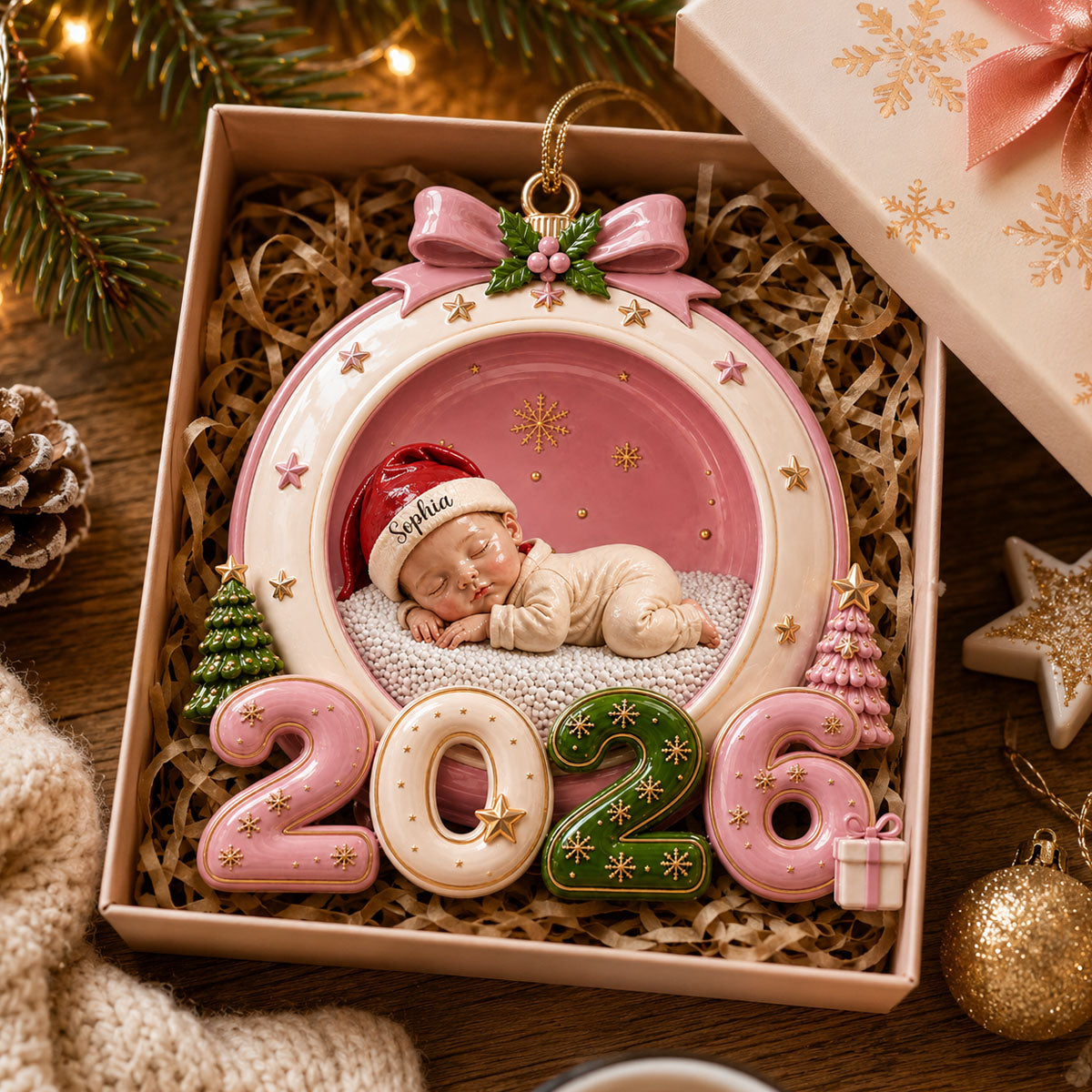 Wrapped In Christmas Love 2026 - Real 3D Raised Ornament