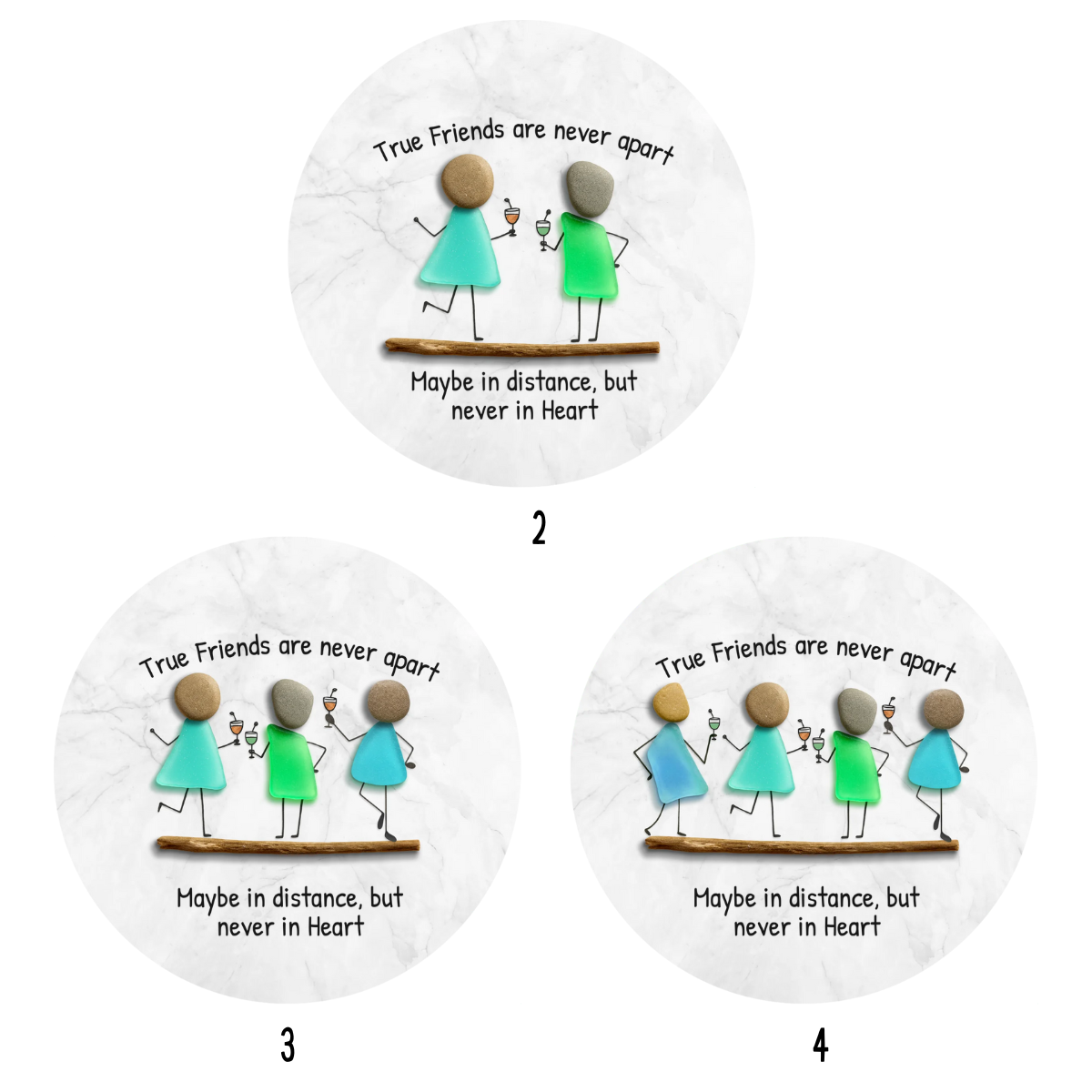 True Friends Never Apart Sea Glass - Personalized Ceramic Ornament - Christmas Gift For Friends