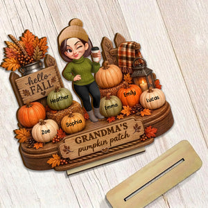 Hello Fall Grandma's Pumpkin Patch - Personalized Wooden Plaque - Cozy Fall Decor for Grandma