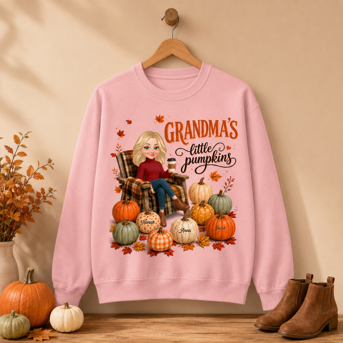 Grandma's Little Pumpkins - Personalized Shirt - Fall Tee for Grandma