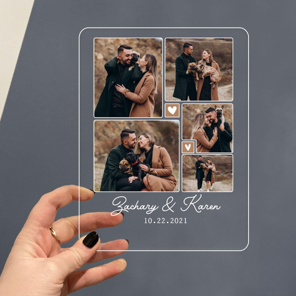 Personalized Couple Photo Desk Name Plate, Custom Couple Photo Night Light, Photo Collage Gift, Gifts For Couple, Valentine's Day Gifts
