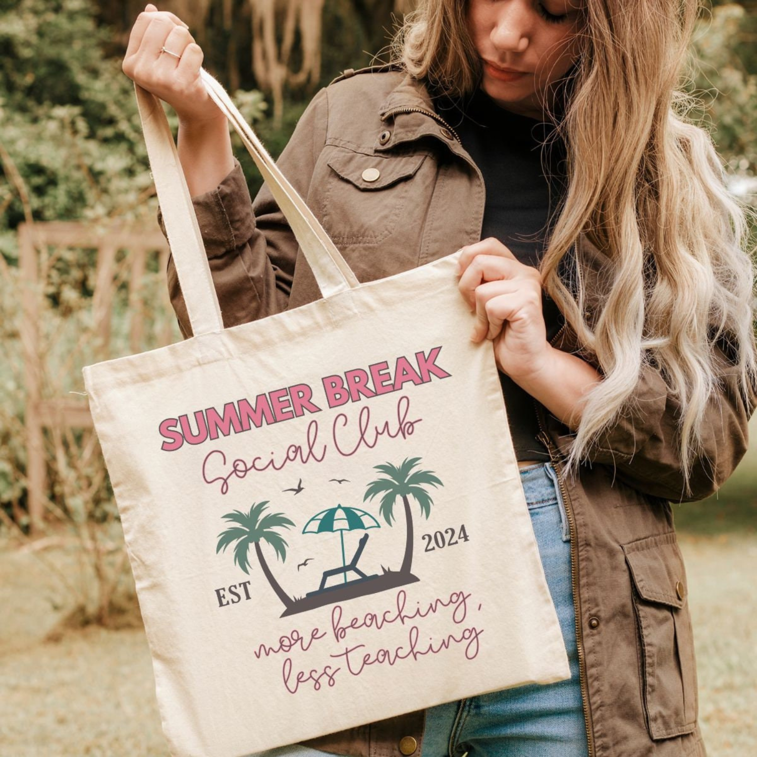 Summer Break Teacher Tote Bag, Teacher Off Duty, End of School Year Teacher Gift, Last Day of School Gift for Teacher, Teacher Beach Bag