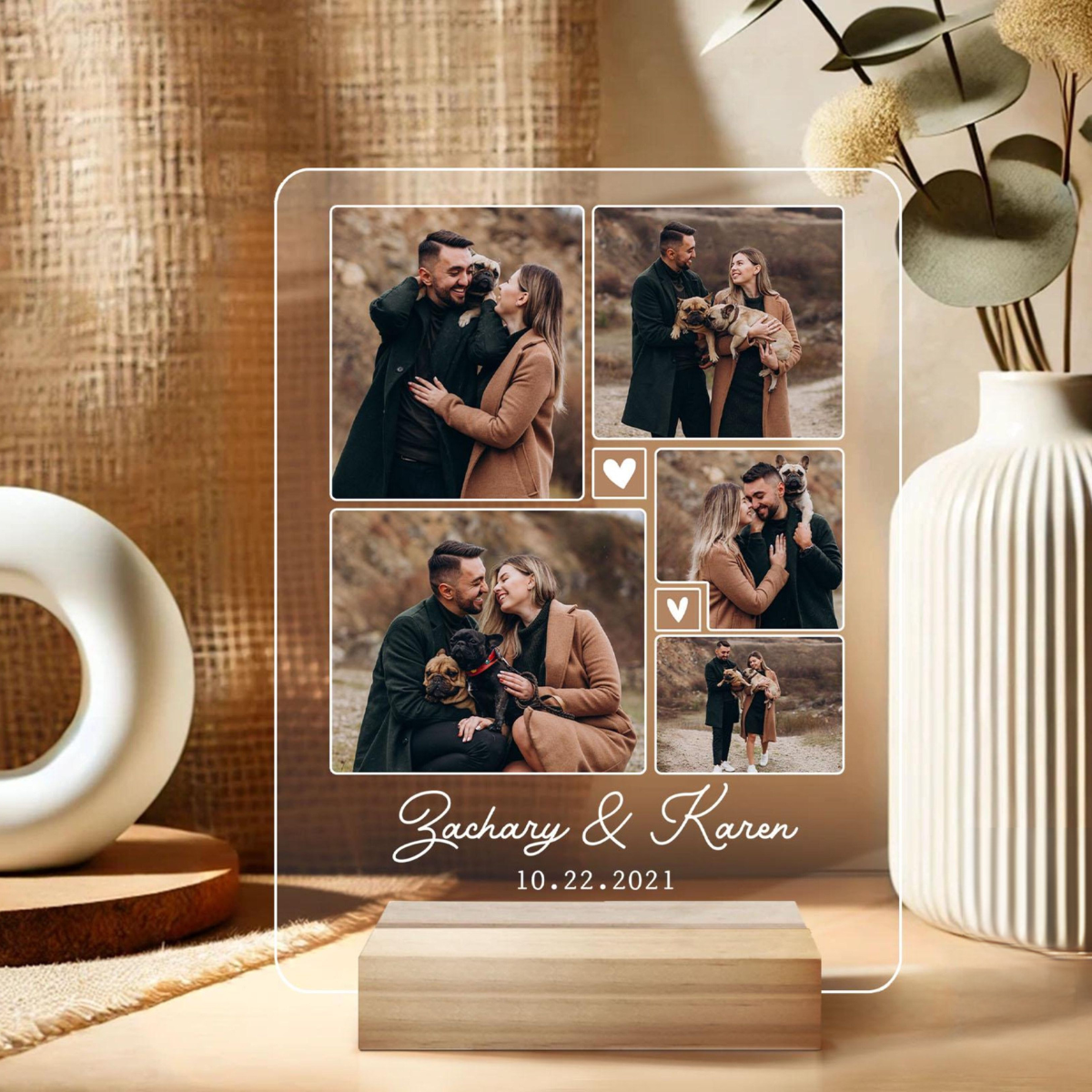 Personalized Couple Photo Acrylic Plaque, Custom Photo Couple Plaque, Photo Collage Gift, Gifts For Couple, Valentine's Day Gifts