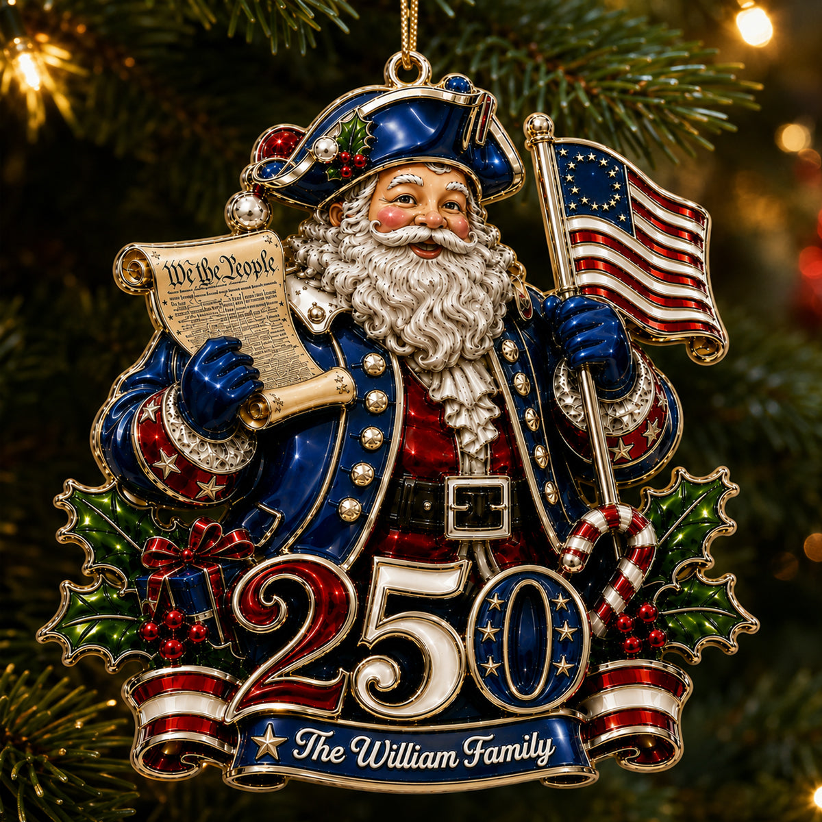 Anniversary Usa Christmas Ornament 2026 - Real 3D Raised Ornament