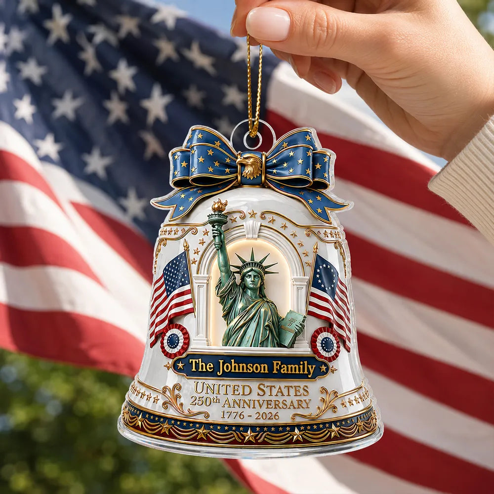250th Anniversary of Americana - Personalized Acrylic Ornament - Patriotic Christmas in July Decor