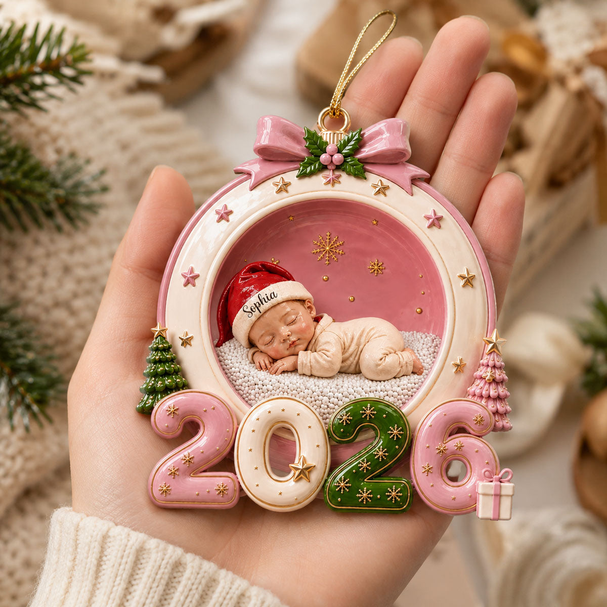 Wrapped In Christmas Love 2026 - Real 3D Raised Ornament