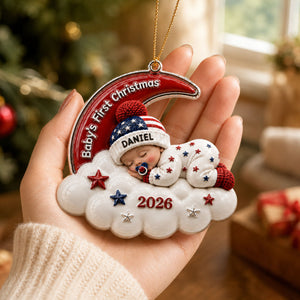 Baby’s First Christmas Moon Ornament 2026 - Real 3D Raised Ornament