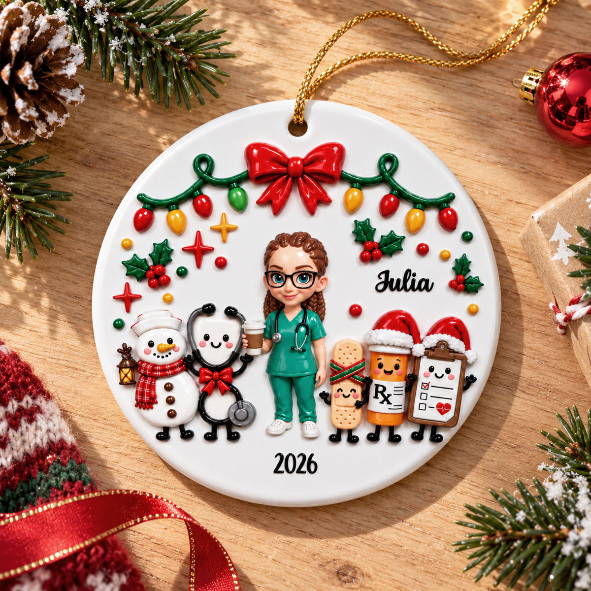 Cute Nurse Things - Personalized Real 3D Raised Ornament