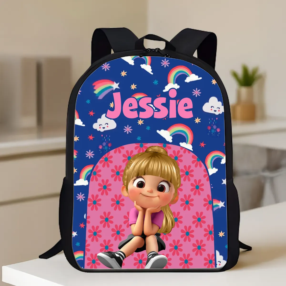 Rainbow Dinosaur Unicorn Personalized Kid Backpack, Back to School Backpack for Girls