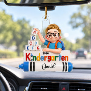 First Day of Kindergarten Boy Girl 2D Flat - Personalized Christmas Ornament - Back to School Keepsake for Kids
