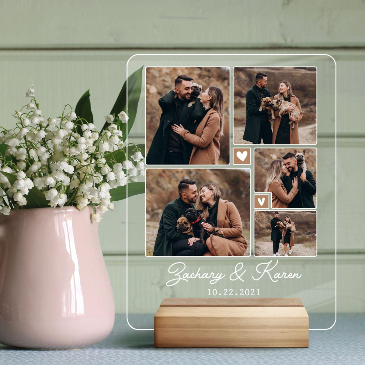 Personalized Couple Photo Acrylic Plaque, Custom Photo Couple Plaque, Photo Collage Gift, Gifts For Couple, Valentine's Day Gifts