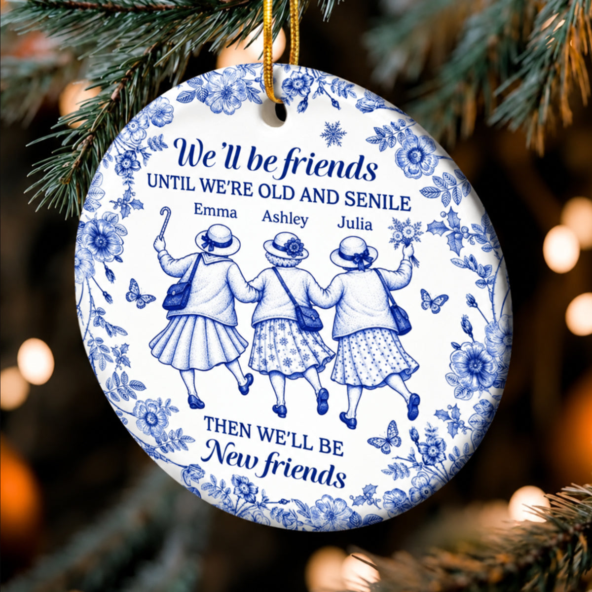 Custom Ceramic Ornament - Personalized Best Friend Christmas Birthday Gifts For Women, Besties, Sisters, BFF - Always In Step