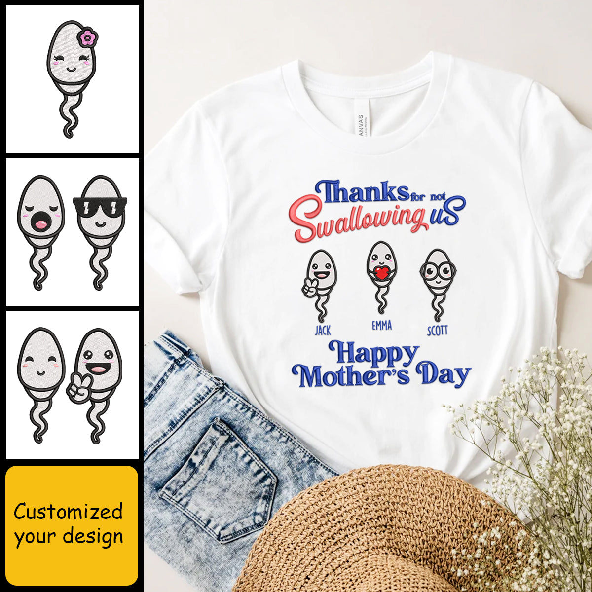 Thanks For Not Swallowing Us Embroidered Personalized Shirt