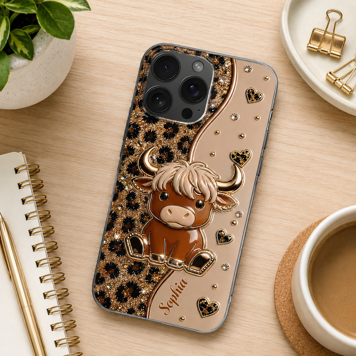 Cute Highland Cow Phone Case, Personalized Gift For Her