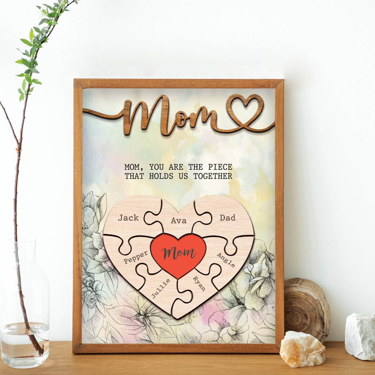 Personalized Mother's Day Puzzle Sign, Mother's Day Gift from Kids Husband, Piece That Holds Us Together Grandma Gift, Gifts For Mom