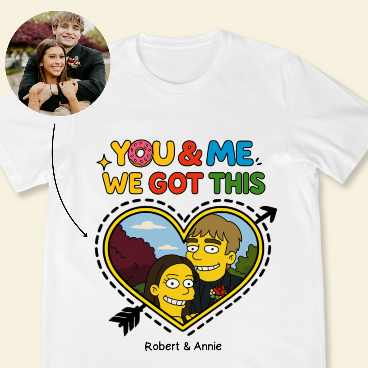 You & Me Simpsonized Couple Photo - Personalized Apparel - Gift For Couple, Gift For Him, Gift For Her
