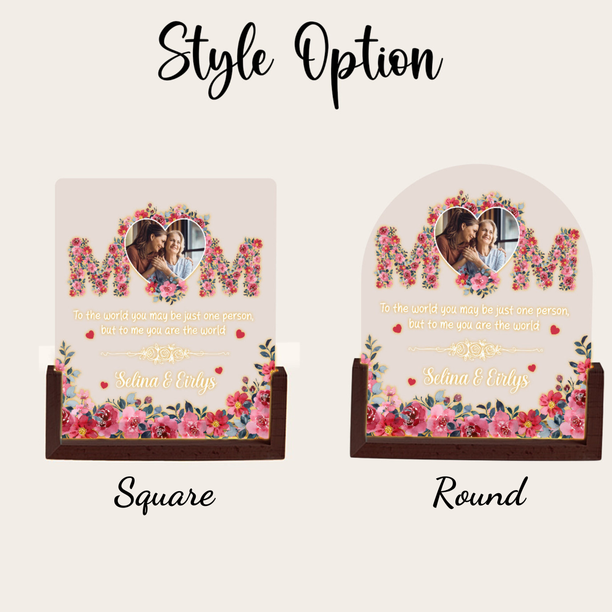 Personalized Mom Flower with Kids Names Plaque Light, Gifts for Mom, Grandma, Mother's Day Gift