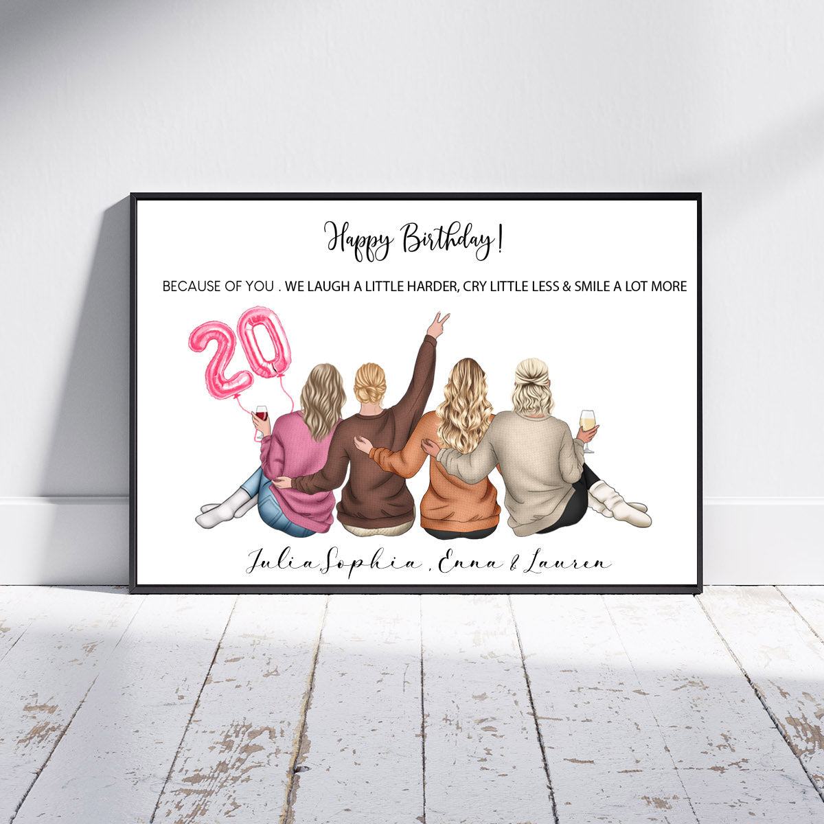 Personalised Group Best Friends Birthday Print, Group Friendship Print, Besties Birthday Gifts, Any Age Birthday Gift