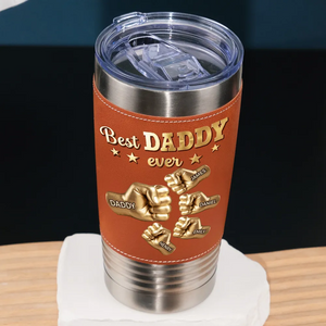 Gold Best Dad - Personalized Custom Leather Tumbler