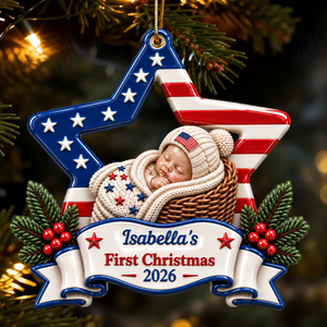 America 250 Star Christmas Love - Real 3D Raised Ornament
