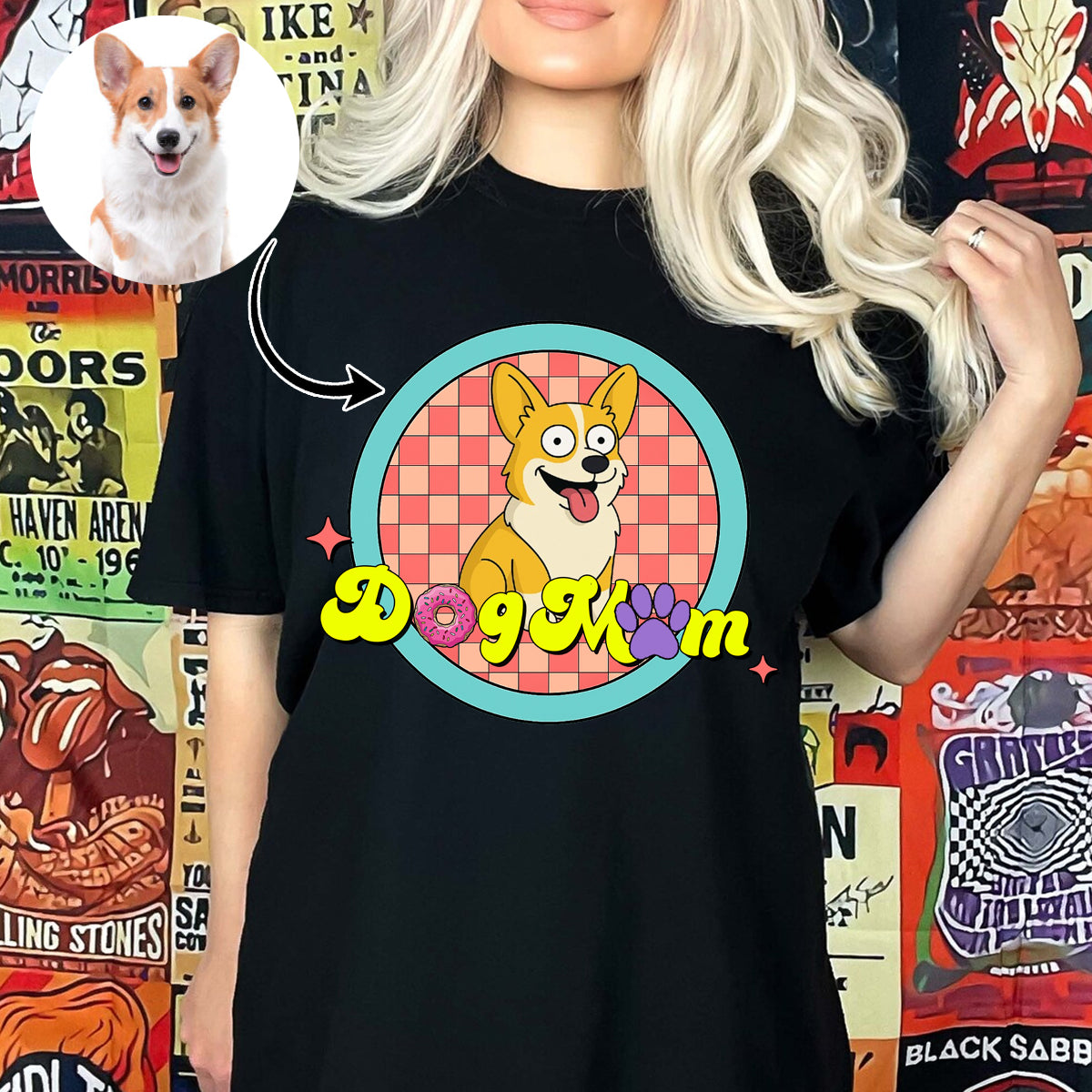 Dog Mom Simpsonized Portrait Custom Your Photo - Personalized Photo Shirt Gift For Dog Mom, Dog Lovers, Birthday Gift
