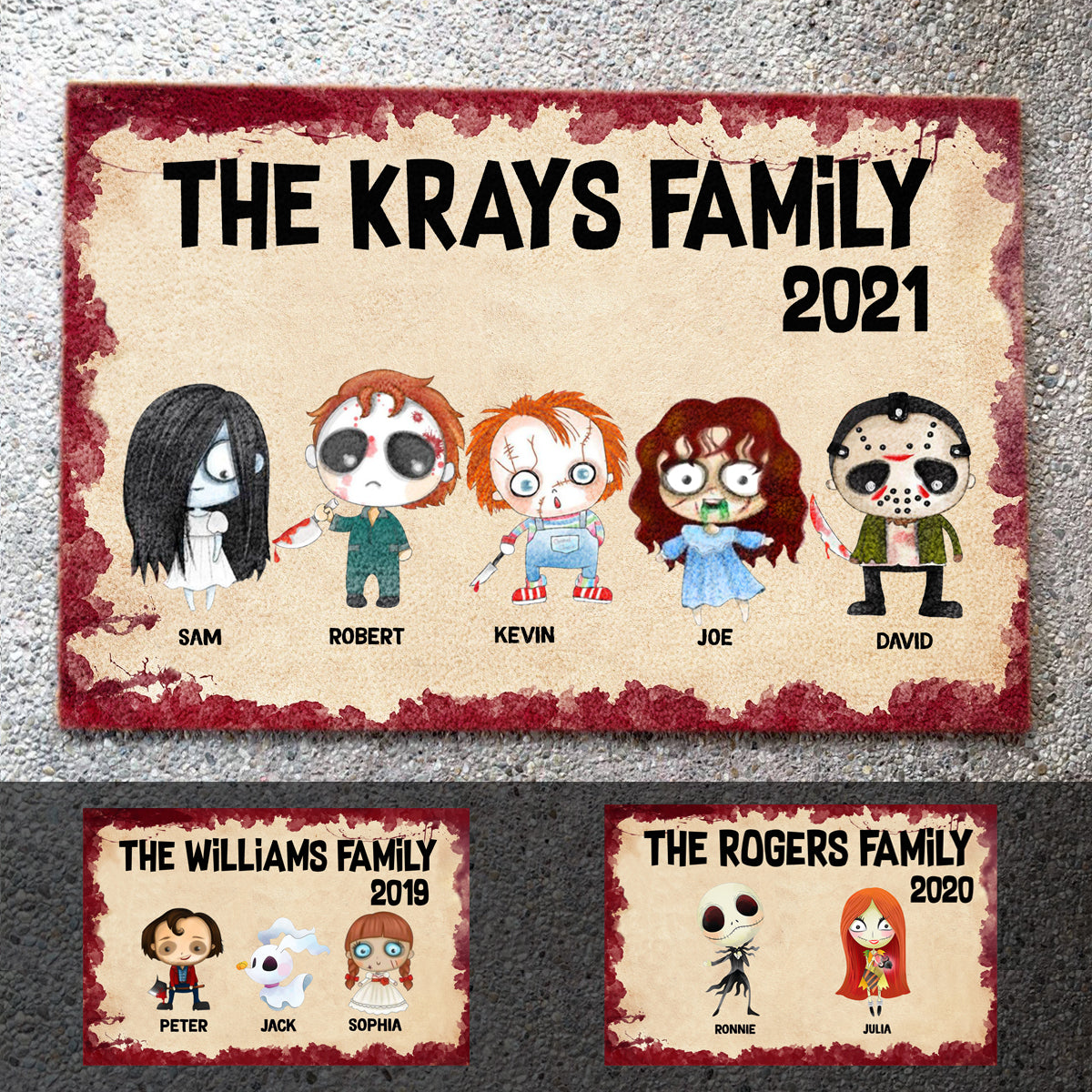 Horror Family Personalized Doormat