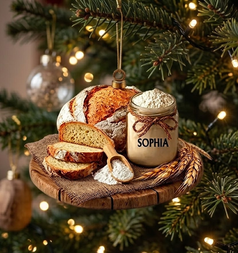 Rustic Christmas Bakery Ornament, Artisan Bread & Baking Holiday Ornament.