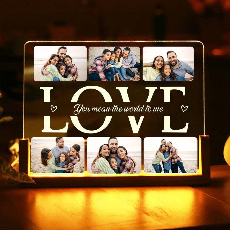 Our Love Personalized Night Light, Custom Acrylic Plaque with Photos, Customize LED Lamp Picture Frame Gift For Couple Valentine's Gift Anniversary Gift