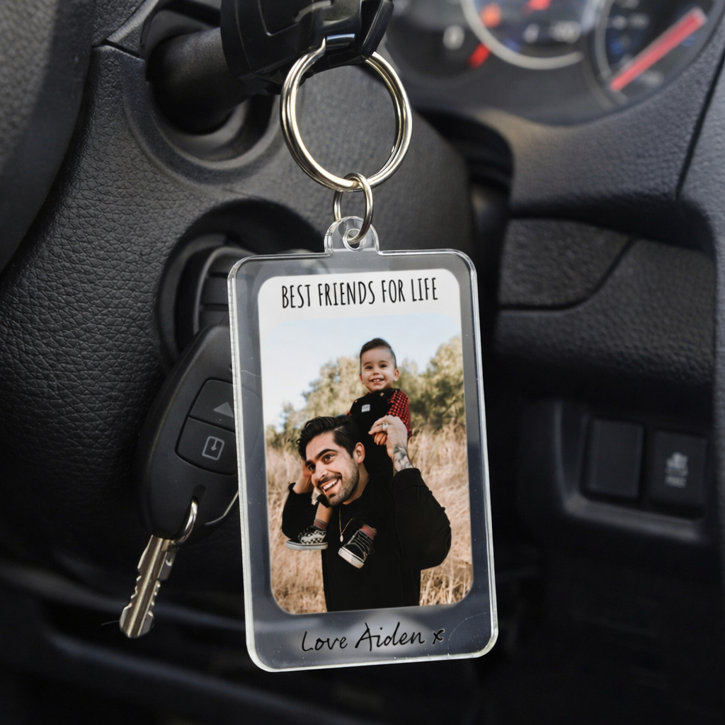 Father's Day Custom Photo - Personalized Acrylic Keychain - Gift For Father, Father's Day