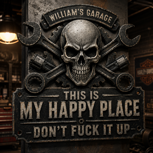 This Is My Happy Place - Funny Garage Sign For Him - Personalized Metal Sign