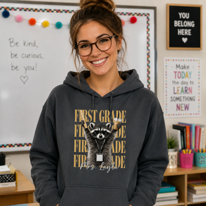 Grade Level Funny Raccoon Teacher - Personalized Shirt - Back To School Gift