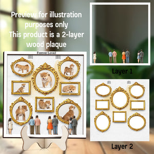 Dog Lovers Mini Museum Wood Layer Frame, Memory Display with Wood Frames, Pet Mom Gifts, Photo Frame with Miniature Figurines, Dog Lovers