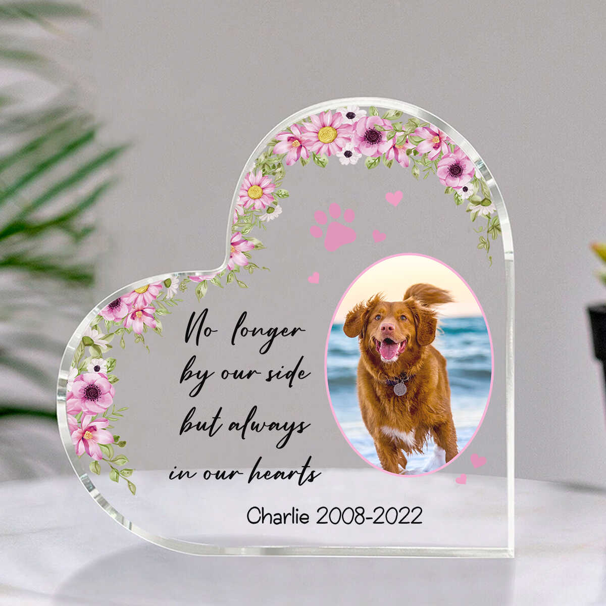 No Loger By My Side Personalized Photo Pet Memorial Heart Acrylic Plaque, Pet Memorial Keepsake, Dog Memorial Gift, Pet Memorial Plaque banner_heart_nghieng-1_optimized.jpg