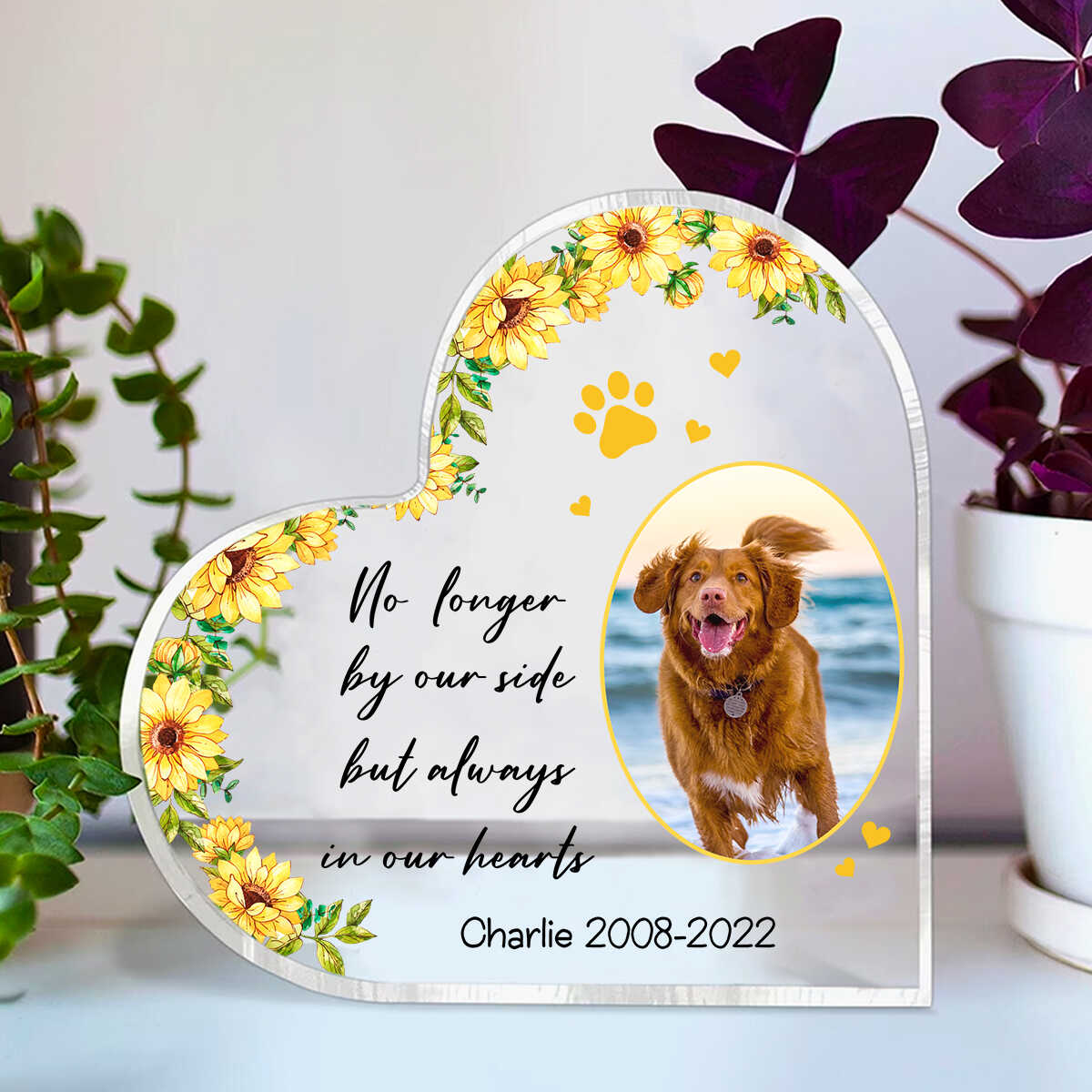 No Loger By My Side Personalized Photo Pet Memorial Heart Acrylic Plaque, Pet Memorial Keepsake, Dog Memorial Gift, Pet Memorial Plaque banner_heart_nghieng-2_optimized.jpg