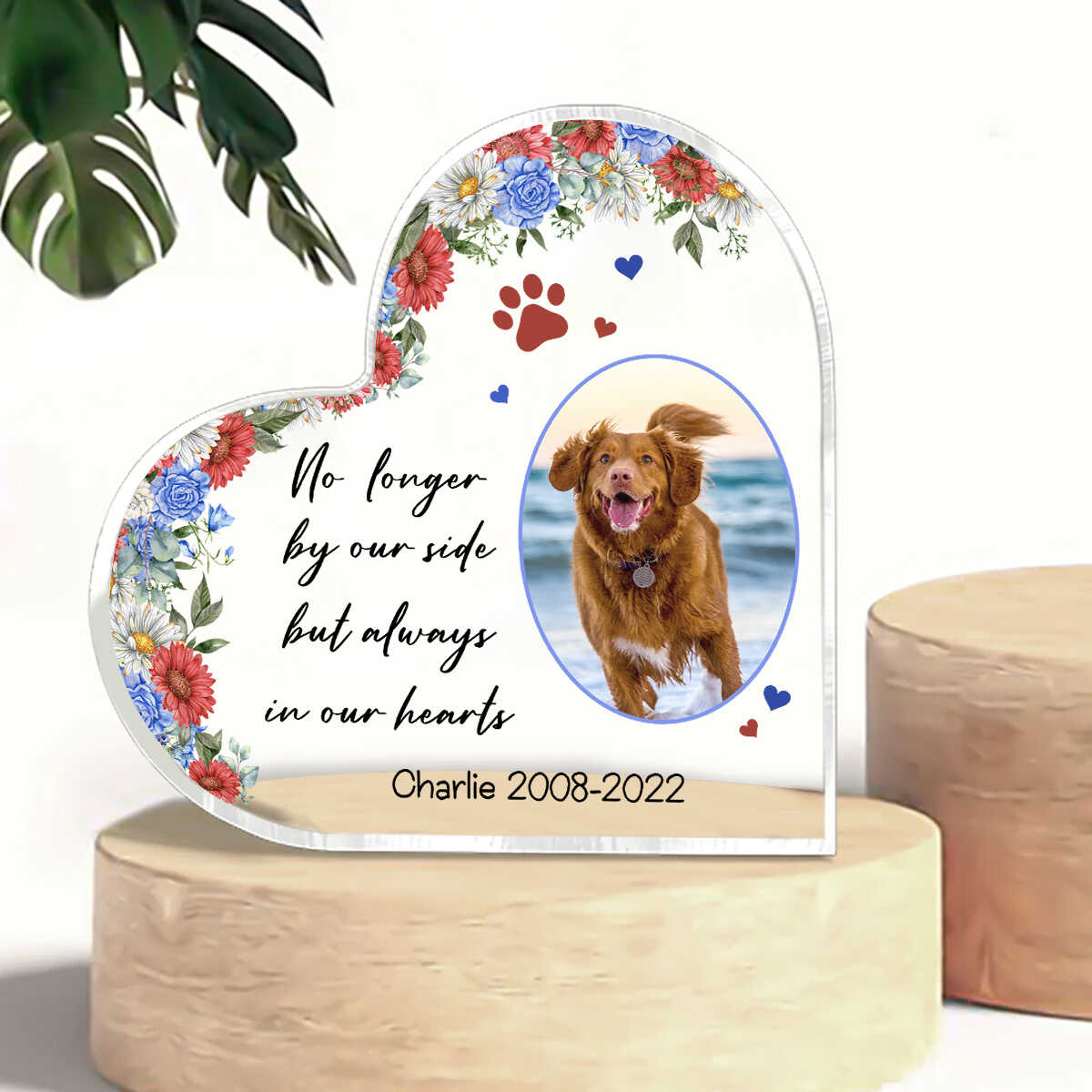 No Loger By My Side Personalized Photo Pet Memorial Heart Acrylic Plaque, Pet Memorial Keepsake, Dog Memorial Gift, Pet Memorial Plaque banner_heart_nghieng-4_optimized.jpg