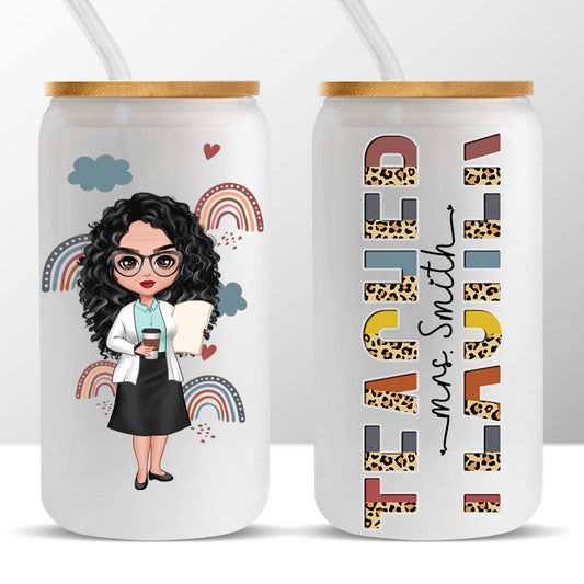 Best Teacher Ever - Teacher Personalized Custom Glass Cup, Iced Coffee Cup - Gift For Teacher, Back To School