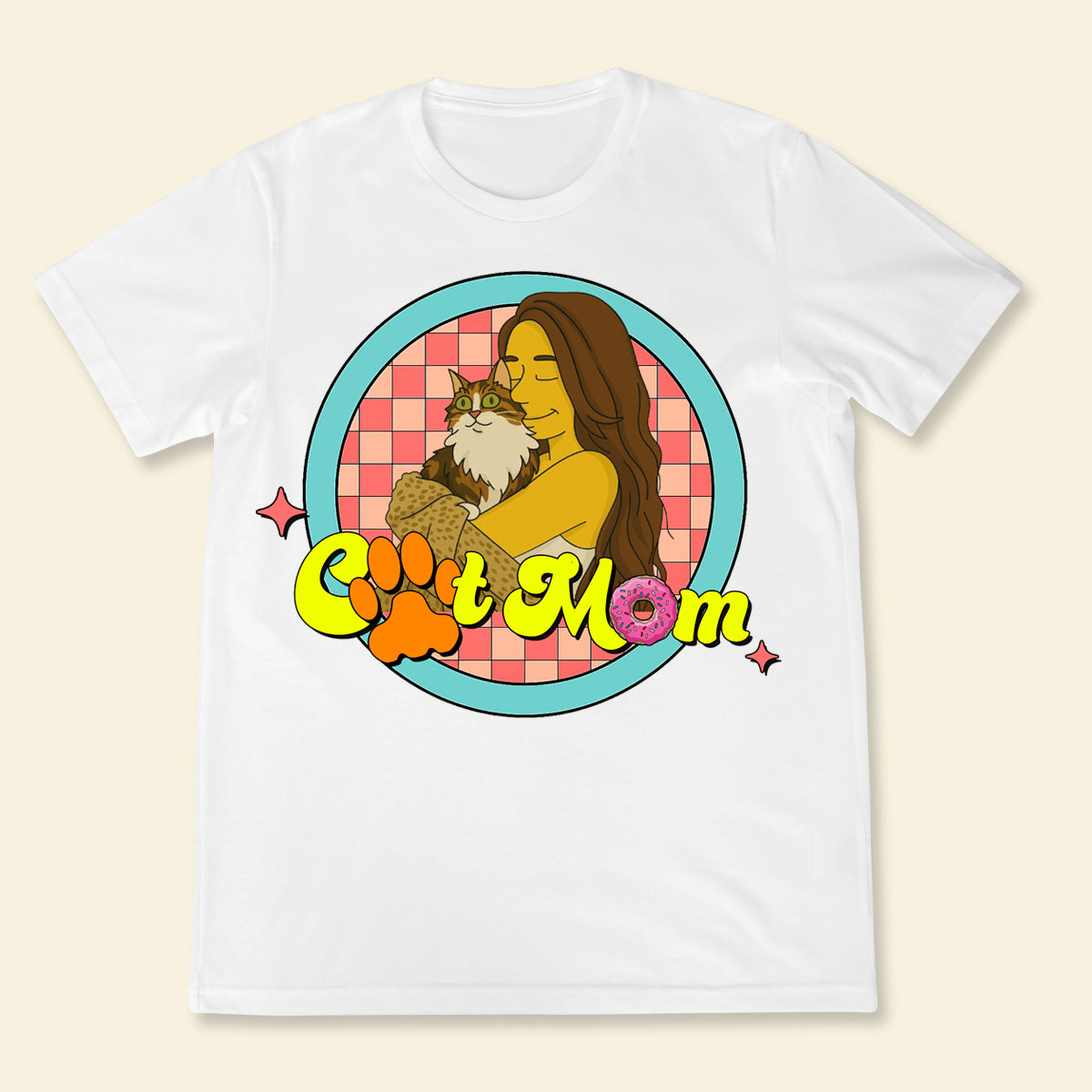 Cat Mom Simpsonized Portrait Custom Your Photo - Personalized Photo Shirt Gift For Cat Mom, Cat Lovers, Birthday Gift